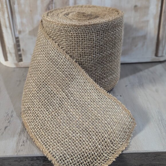4" X 50 yd Natural Burlap Premium Quality Wedding Party favor décor jute ribbon - Picture 1 of 1